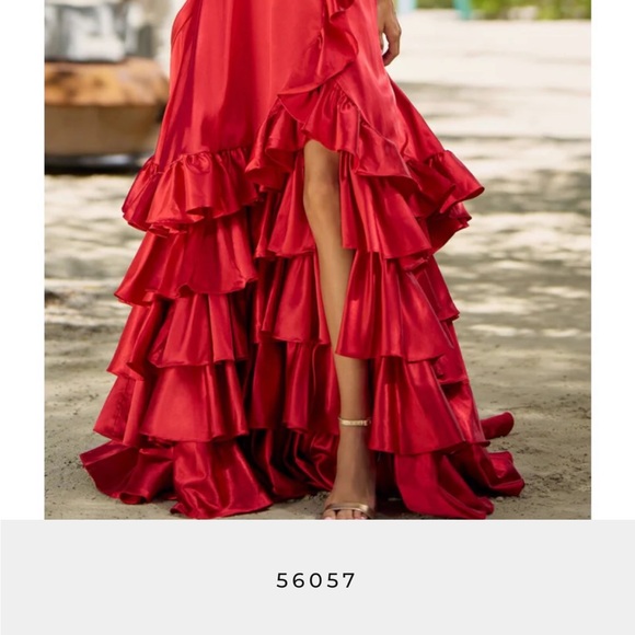 Elegant Red Ruffled Gown - Picture 5 of 5